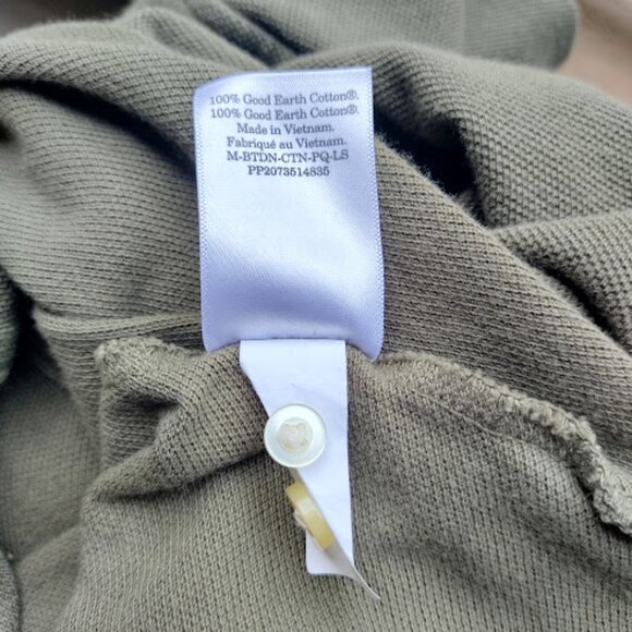 EVERLANE Mens Green Organic Cotton Long Sleeve Pique Button Down Casual Shirt S - Picture 14 of 14